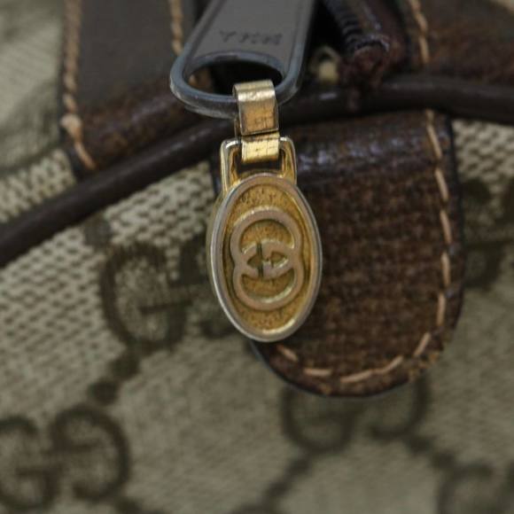 GUCCI GG Canvas Web Sherry Line Boston Bag PVC Beige Green Red Auth yk9774 - Picture 9 of 16